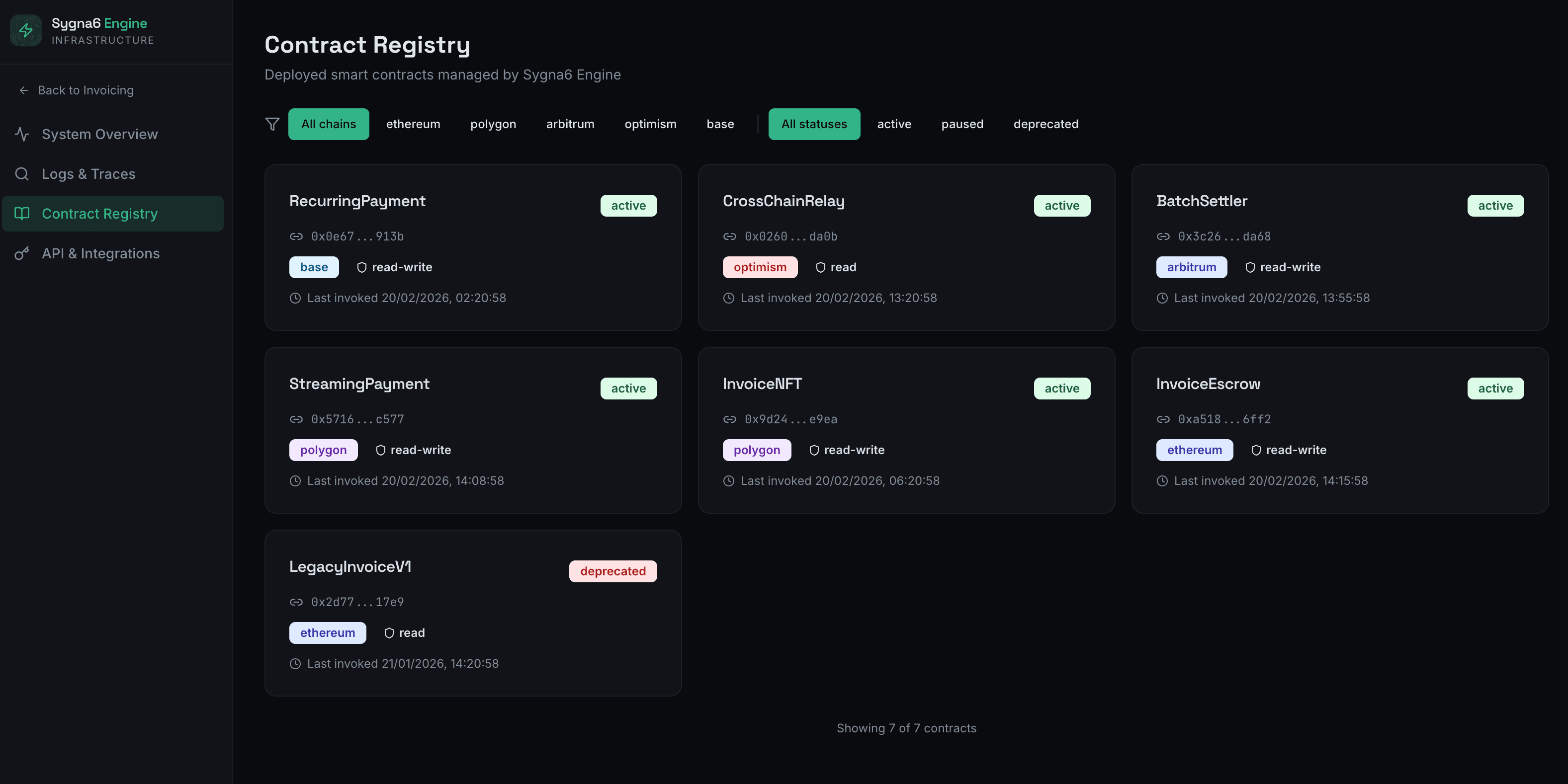 Contract Registery screenshot